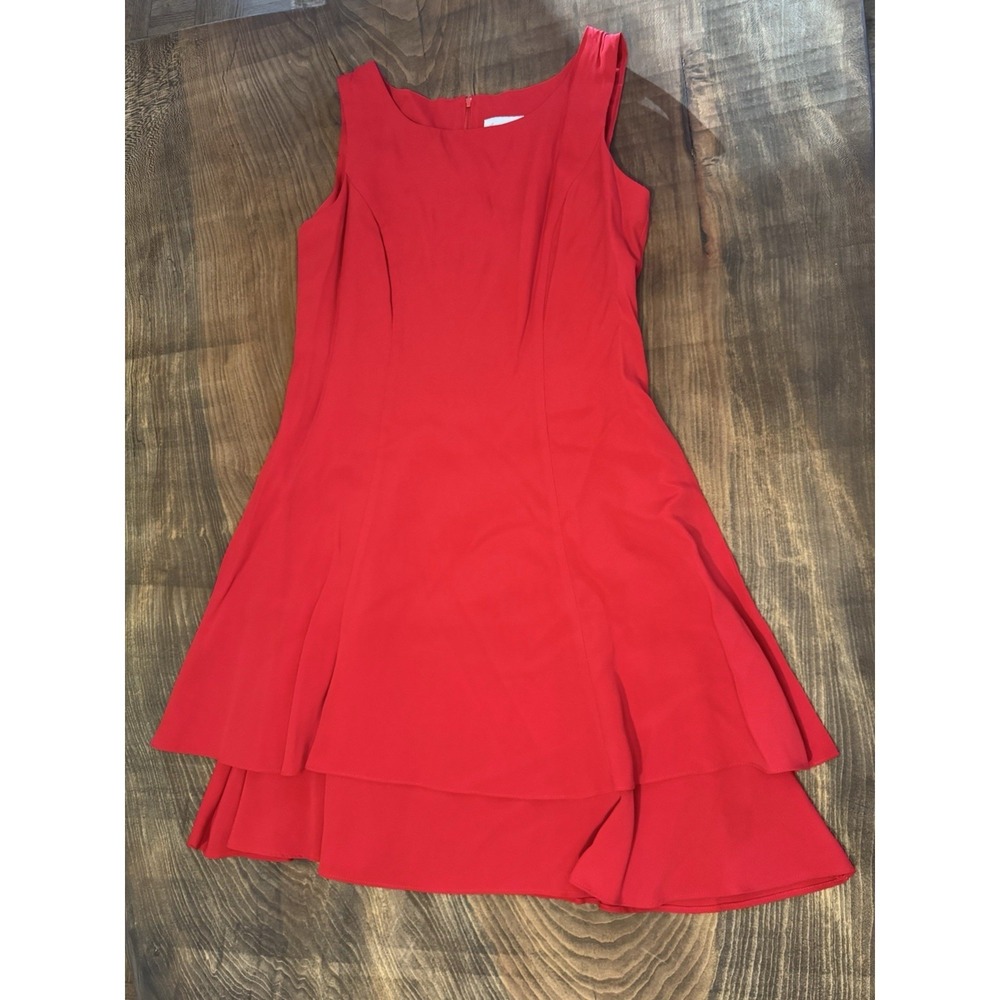 Jennifer Jeffries Red Boat Neck Fit And Flair Cocktail Dress Size 10